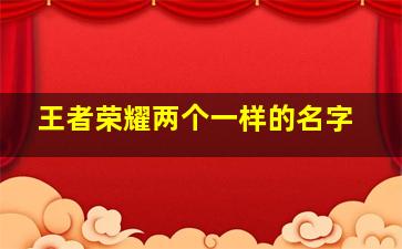 王者荣耀两个一样的名字