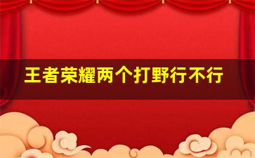 王者荣耀两个打野行不行