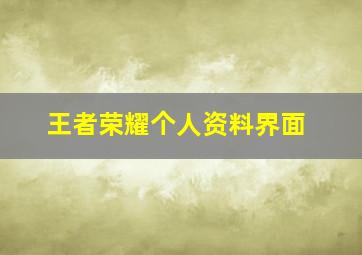 王者荣耀个人资料界面