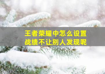 王者荣耀中怎么设置战绩不让别人发现呢