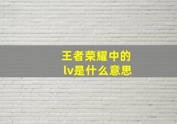 王者荣耀中的lv是什么意思