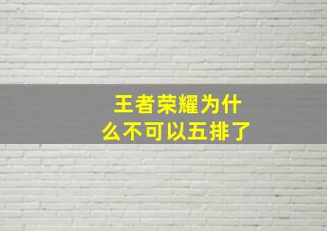 王者荣耀为什么不可以五排了