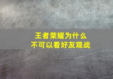 王者荣耀为什么不可以看好友观战