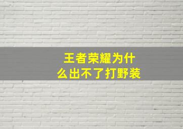 王者荣耀为什么出不了打野装