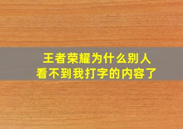 王者荣耀为什么别人看不到我打字的内容了