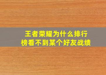 王者荣耀为什么排行榜看不到某个好友战绩