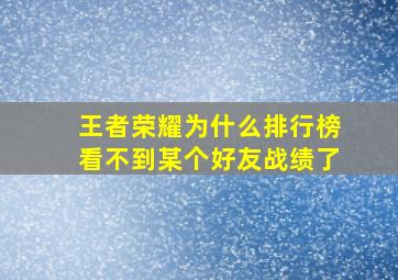 王者荣耀为什么排行榜看不到某个好友战绩了