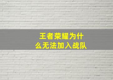 王者荣耀为什么无法加入战队