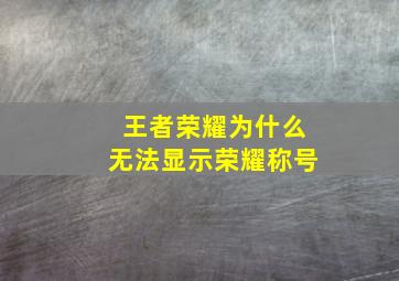 王者荣耀为什么无法显示荣耀称号