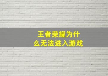 王者荣耀为什么无法进入游戏