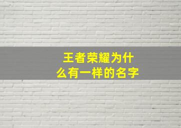 王者荣耀为什么有一样的名字