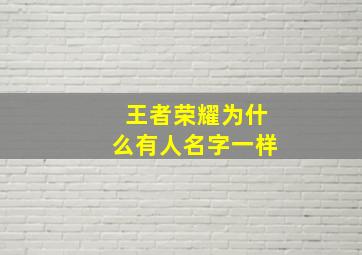 王者荣耀为什么有人名字一样