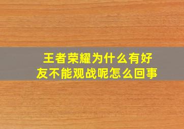 王者荣耀为什么有好友不能观战呢怎么回事