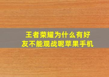 王者荣耀为什么有好友不能观战呢苹果手机