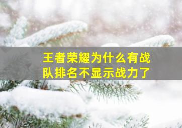 王者荣耀为什么有战队排名不显示战力了