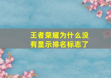 王者荣耀为什么没有显示排名标志了