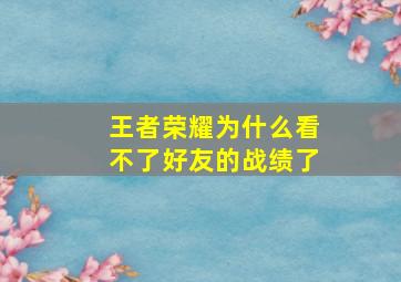 王者荣耀为什么看不了好友的战绩了