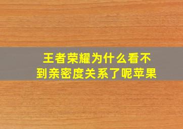 王者荣耀为什么看不到亲密度关系了呢苹果