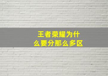 王者荣耀为什么要分那么多区