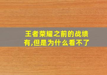 王者荣耀之前的战绩有,但是为什么看不了