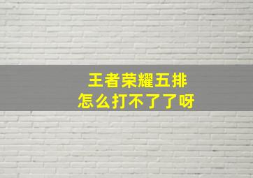 王者荣耀五排怎么打不了了呀