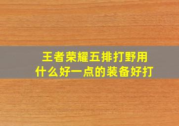 王者荣耀五排打野用什么好一点的装备好打