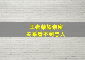 王者荣耀亲密关系看不到恋人