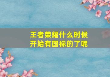 王者荣耀什么时候开始有国标的了呢