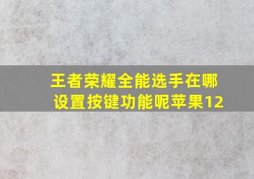 王者荣耀全能选手在哪设置按键功能呢苹果12