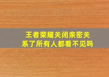 王者荣耀关闭亲密关系了所有人都看不见吗