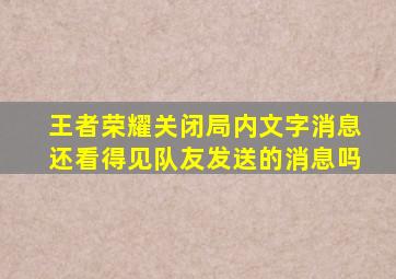 王者荣耀关闭局内文字消息还看得见队友发送的消息吗