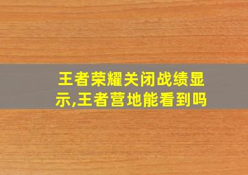 王者荣耀关闭战绩显示,王者营地能看到吗