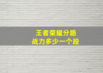 王者荣耀分路战力多少一个段