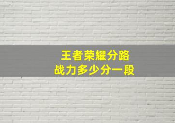 王者荣耀分路战力多少分一段