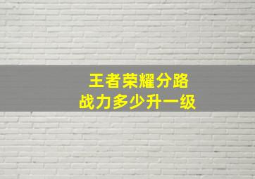 王者荣耀分路战力多少升一级