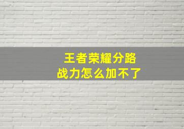 王者荣耀分路战力怎么加不了