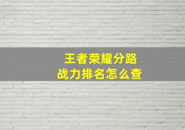 王者荣耀分路战力排名怎么查