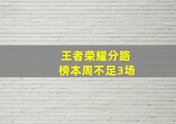 王者荣耀分路榜本周不足3场