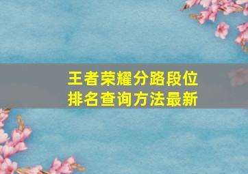 王者荣耀分路段位排名查询方法最新