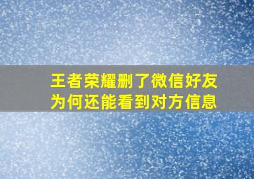 王者荣耀删了微信好友为何还能看到对方信息