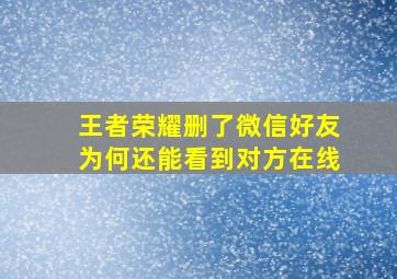 王者荣耀删了微信好友为何还能看到对方在线