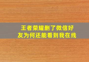 王者荣耀删了微信好友为何还能看到我在线