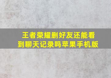 王者荣耀删好友还能看到聊天记录吗苹果手机版