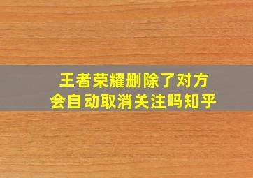 王者荣耀删除了对方会自动取消关注吗知乎