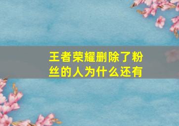 王者荣耀删除了粉丝的人为什么还有