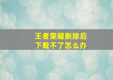 王者荣耀删除后下载不了怎么办