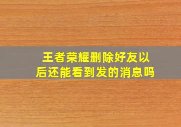 王者荣耀删除好友以后还能看到发的消息吗