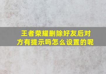 王者荣耀删除好友后对方有提示吗怎么设置的呢