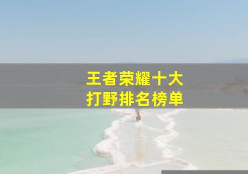 王者荣耀十大打野排名榜单