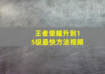 王者荣耀升到15级最快方法视频